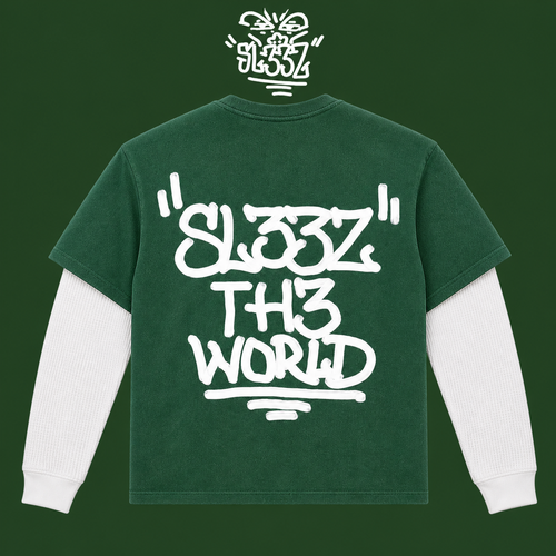 "LOGAN GREEN DIRT BAG UNISEX TEE" (REMOVABLE THERMAL LONG SLEEVE )